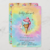 ドリップアイスクリームサマー絞り染めベビーシャワー 招待状 (正面/裏面)