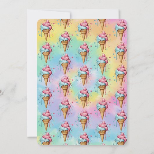 ドリップアイスクリームサマー絞り染めベビーシャワー 招待状 (裏面)
