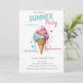 ドリップアイスクリームサマー誕生日 招待状 (スタンド正面)