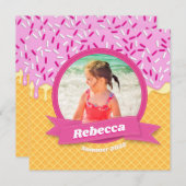 ドリップアイスクリームワッフルパーソナライズされた夏の日付 (正面/裏面)