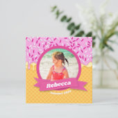 ドリップアイスクリームワッフルパーソナライズされた夏の日付 (スタンド正面)