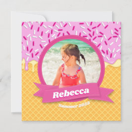 ドリップアイスクリームワッフルパーソナライズされた夏の日付