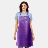 ドリップアメジストグリッターグラムパーソナライズされた エプロン (着用した状態)