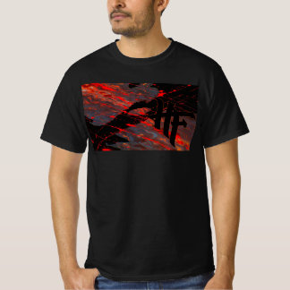 ドリップアートの背景に配置されたHFロゴ Tシャツ