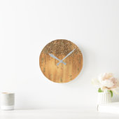 ドリップイン金ゴールドハニーグリッターかわいらしドリップスガール ラウンド壁時計 (ホーム)