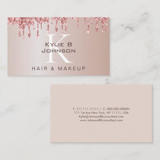 ドリップエレガントグリッター美しいモノグラムの 名刺 (正面/裏面)