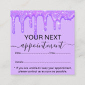 ドリップガーリーパープルグリッターアポイントメント 予約カード (正面)