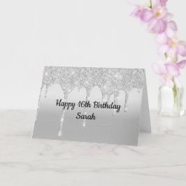 ドリップグリッターシルバーパーソナライズされた誕生日 カード