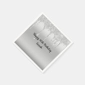 ドリップグリッターシルバーパーソナライズされた誕生日 スタンダードカクテルナプキン (角)