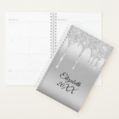 ドリップグリッターシルバーパーソナライズされた プランナー手帳 (ディスプレー)