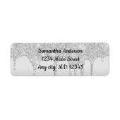 ドリップグリッターシルバー差出人住所 ラベル (正面)