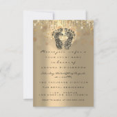 ドリップグリッターベビーシャワー足セピアドットガールボーイ 招待状 (正面)