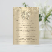 ドリップグリッターベビーシャワー足セピアドットガールボーイ 招待状 (スタンド正面)