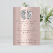 ドリップグリッターベビーシャワー足バラグレーガールボーイ 招待状 (スタンド正面)