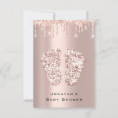 ドリップグリッターベビーシャワー足バラ赤面ガールボーイ 招待状 (裏面)