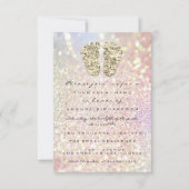 ドリップグリッターベビーシャワー足ピンク赤面ガールボーイ 招待状 (正面)