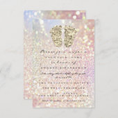 ドリップグリッターベビーシャワー足ピンク赤面ガールボーイ 招待状 (正面/裏面)