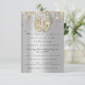 ドリップグリッターベビーシャワー足金ゴールドグレーガールボーイ 招待状 (スタンド正面)