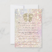 ドリップグリッターベビーシャワー足金ゴールド赤面ガールボーイ 招待状 (正面)