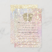 ドリップグリッターベビーシャワー足金ゴールド赤面ガールボーイ 招待状 (正面/裏面)