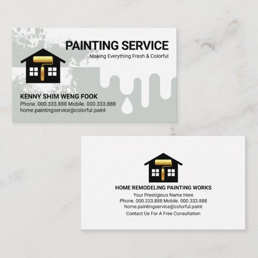 ドリップグレイ絵を描ホーム修理 名刺 (正面/裏面)