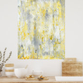 'ドリップ'グレーと黄色の抽象芸術アートポスタープリント ポスター (キッチン)