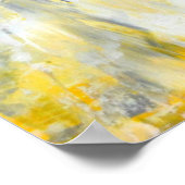 'ドリップ'グレーと黄色の抽象芸術アートポスタープリント ポスター (角)