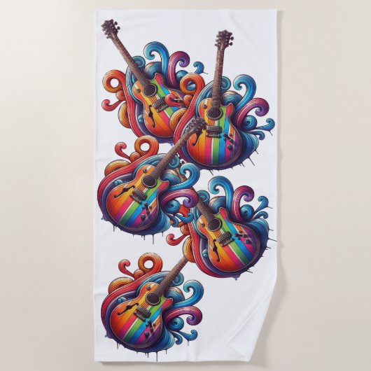 ドリップサウンド・ウッド・ウォール・アート ビーチタオル (正面)