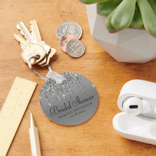 ドリップシルバーグリッター |スパークルダイヤモンドシャワー キーホルダー (デスク)