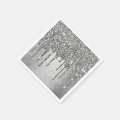 ドリップシルブリィグリッター |プラチナフェイクメタリック スタンダードカクテルナプキン (角)