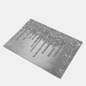 ドリップシルブリィグリッター |プラチナフェイクメタリック ドアマット (アングル)