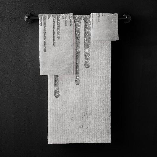 ドリップシルブリィグリッター |プラチナフェイクメタリック バスタオルセット