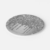 ドリップシルブリィグリッター |プラチナフェイクメタリック ペーパープレート (アングル)