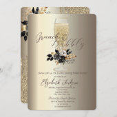 ドリップスガラスブラックバラシャンパンブランチ&バブリー 招待状 (正面/裏面)