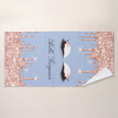 ドリップスグリッターエフェクトラッシュハロー美しいバラブルー バスタオル (バスタオル)