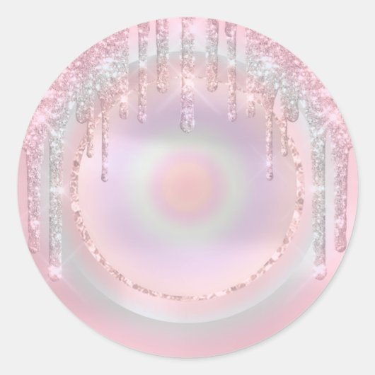 ドリップスグリッタースウィート16thユニコーンホログラフパステル ラウンドシール (正面)