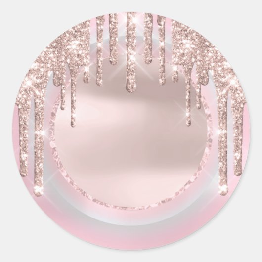 ドリップスグリッタースウィート16thユニコーンホログラフピンク ラウンドシール (正面)