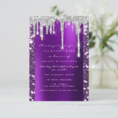 ドリップスグリッターパープルブライダルシャワースウィート16th 招待状 (スタンド正面)