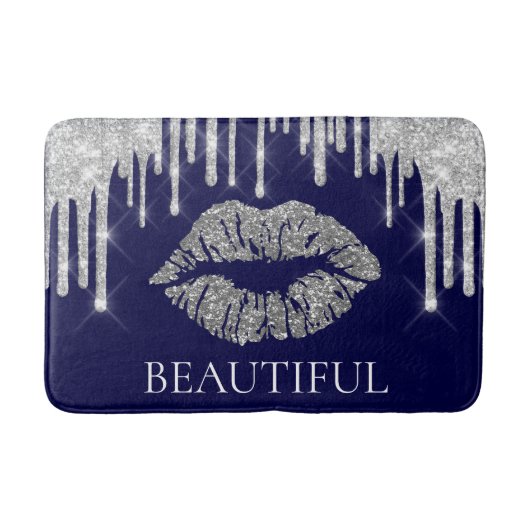 ドリップスシルバーキスリップグリッターモノグラムビューティフル バスマット (正面)