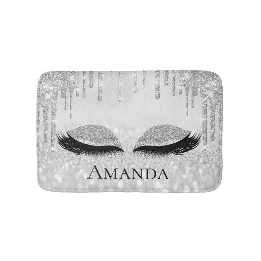 ドリップスシルバーグレーアイズラッシュズグリッター名 バスマット (正面)