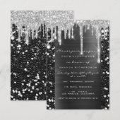 ドリップスシルバーグレーブラックブライダルシャワースウィート16th 招待状 (正面/裏面)