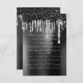 ドリップスシルバーブラックセピアブライダルウッドランド結婚ズ 招待状 (正面/裏面)