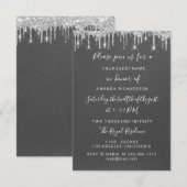 ドリップスシルバー紙クラフト結婚ブライダルズスウィート16th 招待状 (正面/裏面)