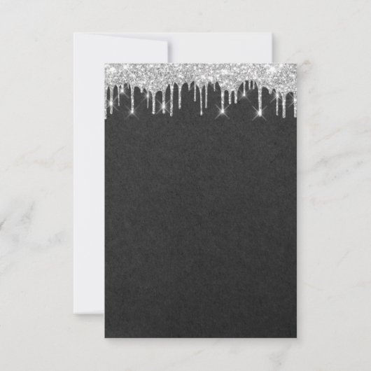 ドリップスシルバー結婚ブライダルの第16グラファイト 招待状 (裏面)
