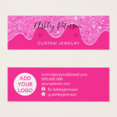 ドリップスネオンピンクグリッタースタッドのイヤリング表示 (正面&裏面)