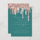 ドリップスバラティール(緑がかった色)グリッターブライダルスウィート16th 招待状 (正面/裏面)