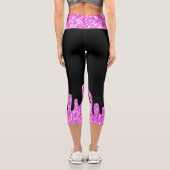 ドリップスパークルグリッターピンクブラック カプリレギンス (裏面)