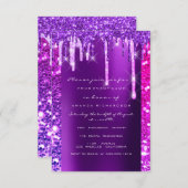 ドリップスピンクパープルブライダルシャワースウィート16th 招待状 (正面/裏面)