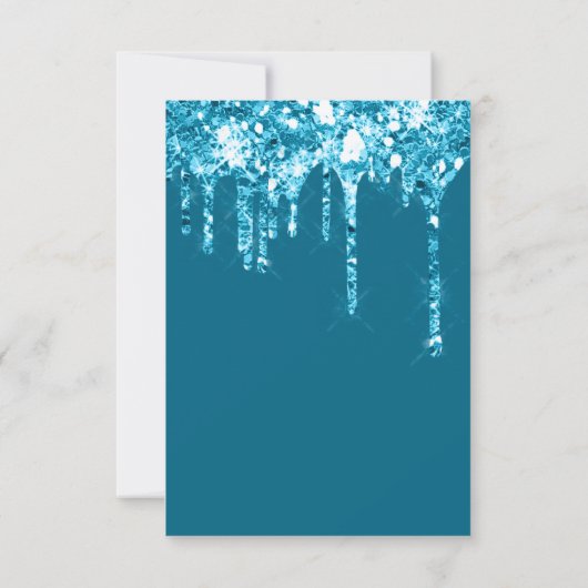 ドリップスブルーティール(緑がかった色)グリッターブライダルスウィート16th 招待状 (裏面)