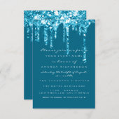 ドリップスブルーティール(緑がかった色)グリッターブライダルスウィート16th 招待状 (正面/裏面)
